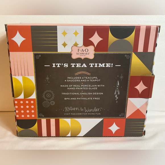 F.A.O Schwarz 9 Piece-3 Color Tea Party English Porcelain Set-Hand Painted Glaze - Picture 4 of 11